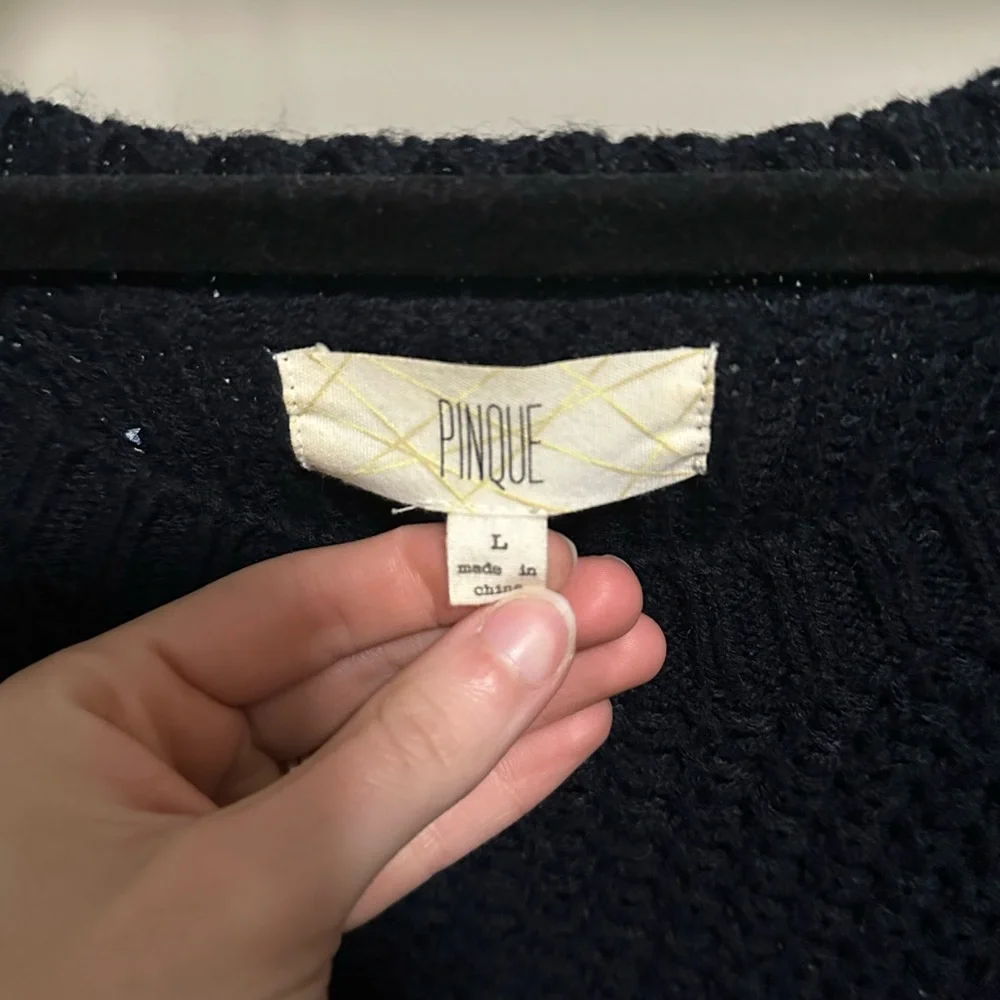 Pinque Navy Blue Knit Scoop Neck Sweater Size large - Picture 3 of 6